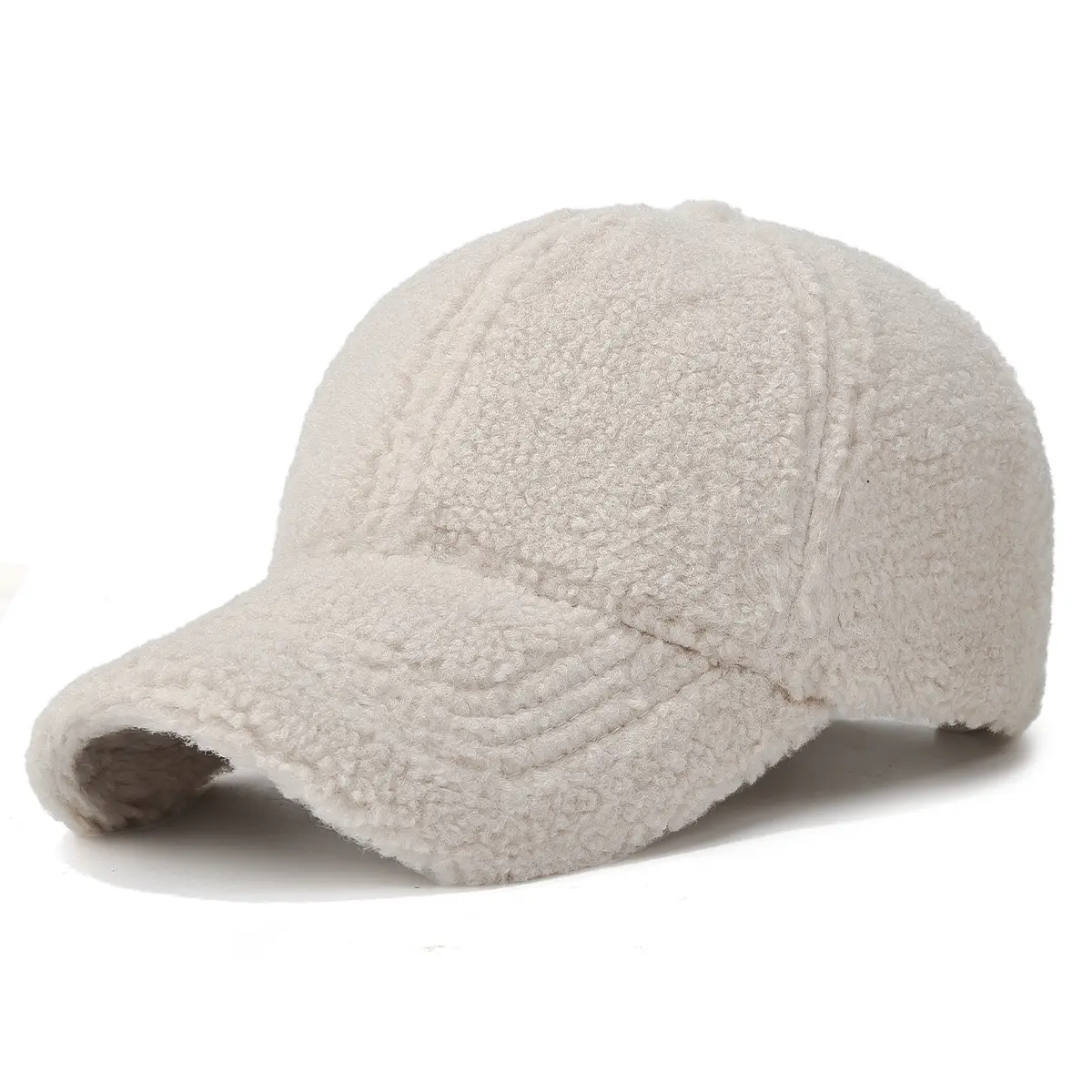 Winter Wool Fleece Baseball Cap Brown Thick Warm