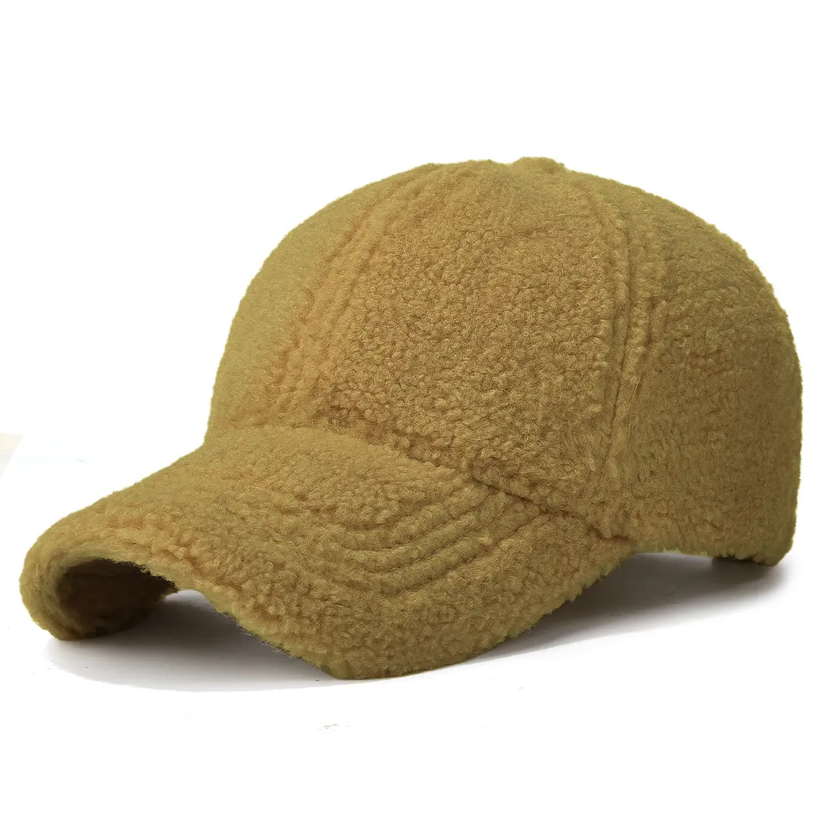 Winter Wool Fleece Baseball Cap Brown Thick Warm