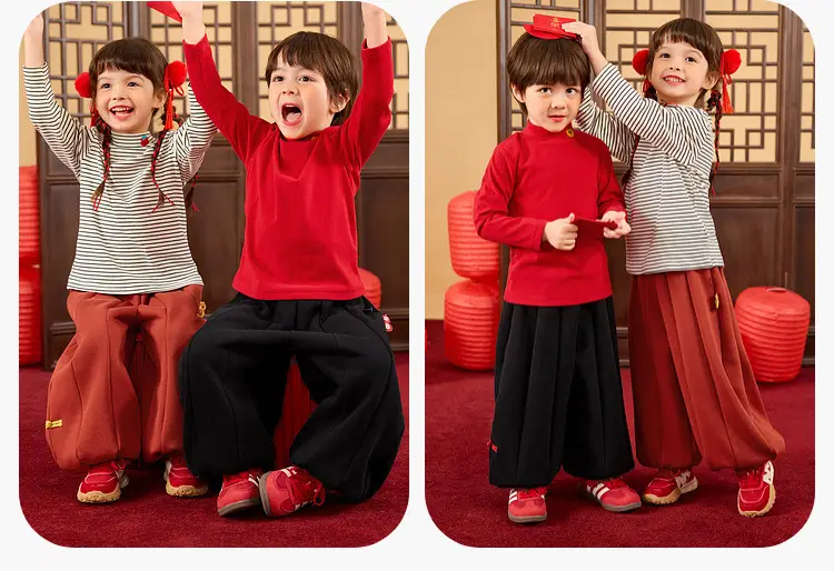 Kids New Year T-Shirt Red Striped Winter Base Layer — feature 26