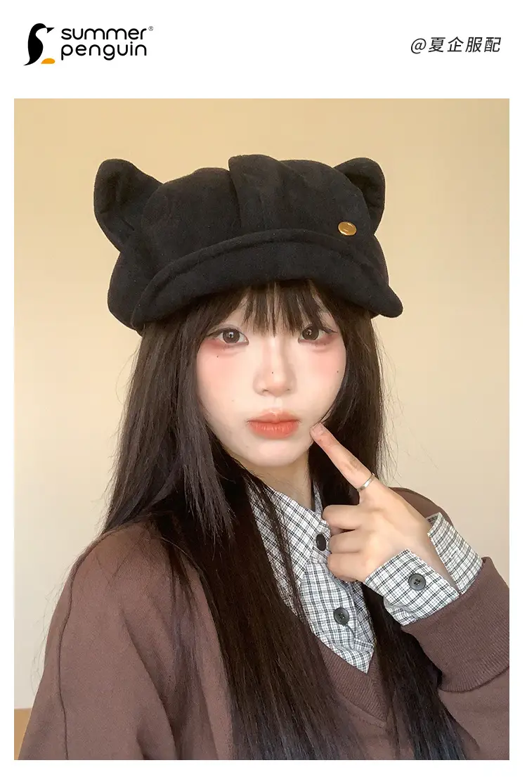 Winter Cat-Eared Beret Hat for Women — feature 2