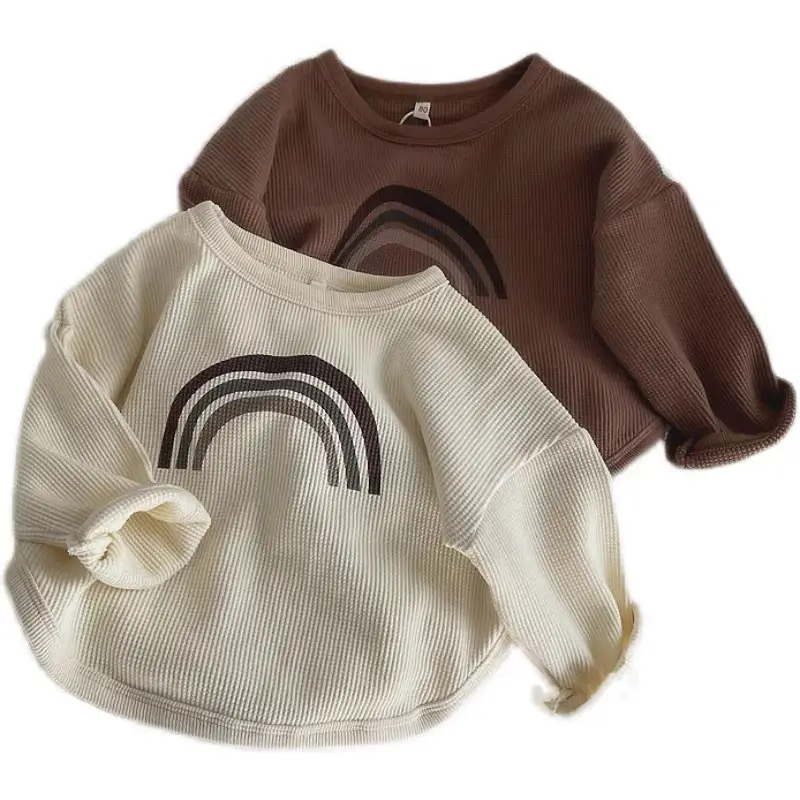 Kids Korean Style T-Shirt Brown White Cap Set - Image 7
