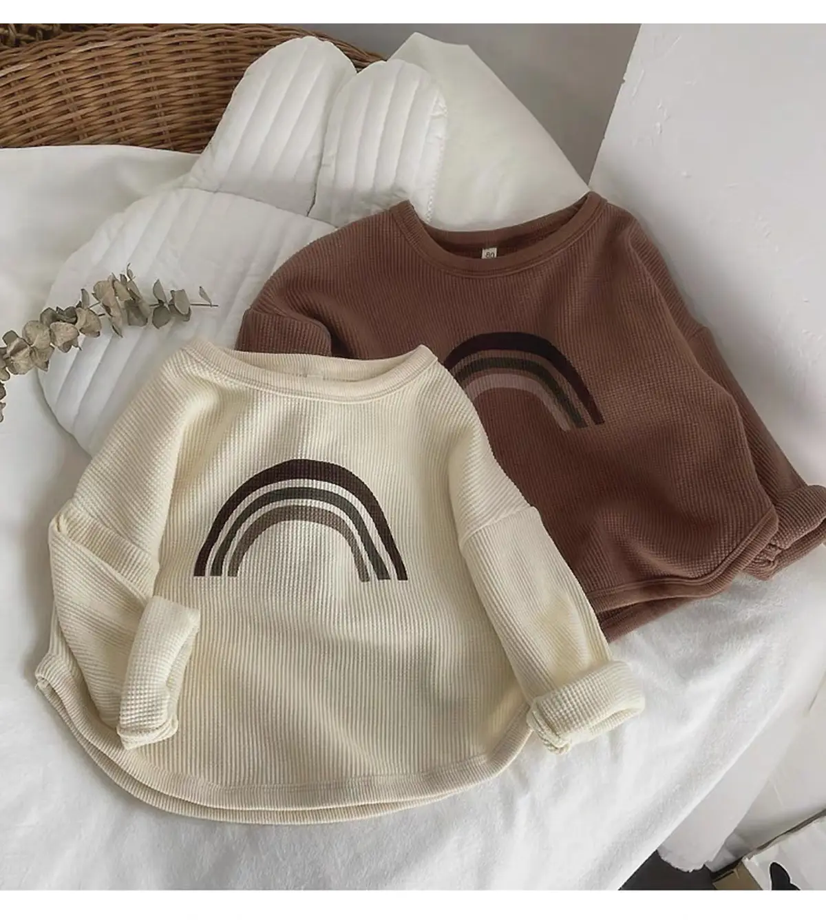 Kids Korean Style T-Shirt Brown White Cap Set — feature 10