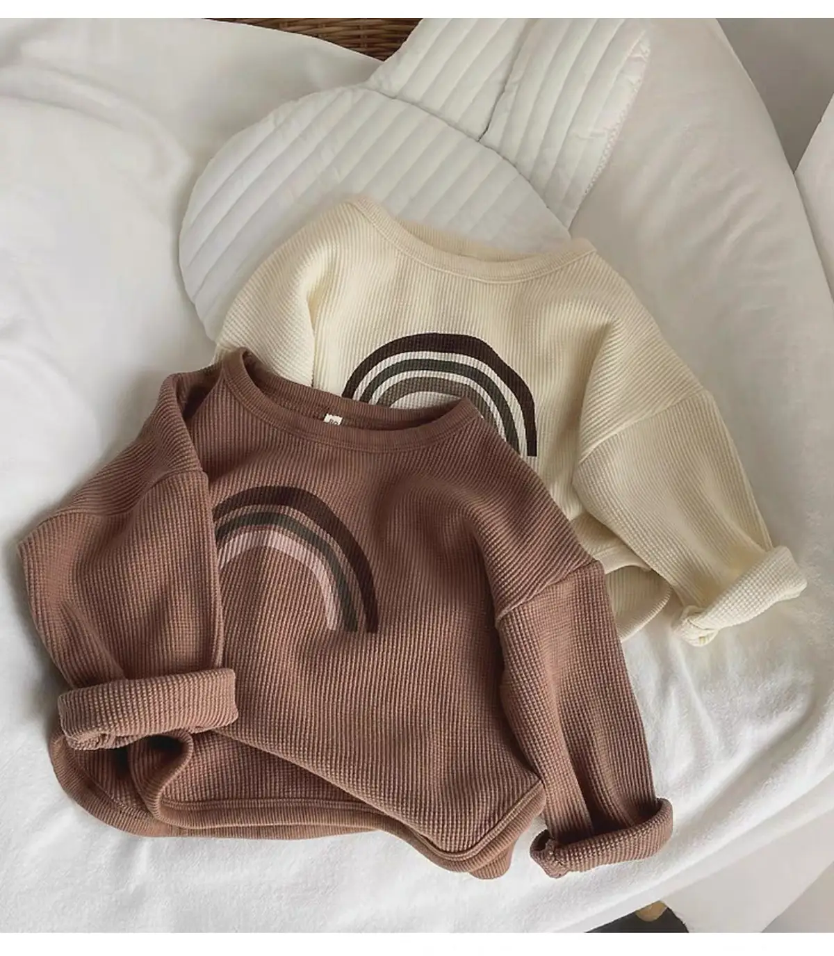 Kids Korean Style T-Shirt Brown White Cap Set — feature 11