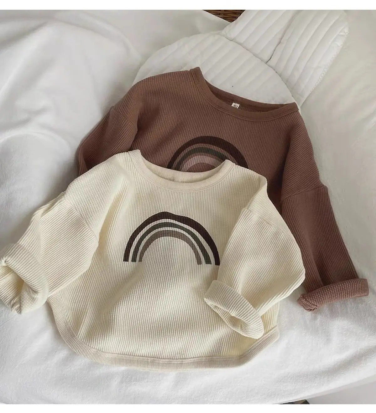 Kids Korean Style T-Shirt Brown White Cap Set — feature 12