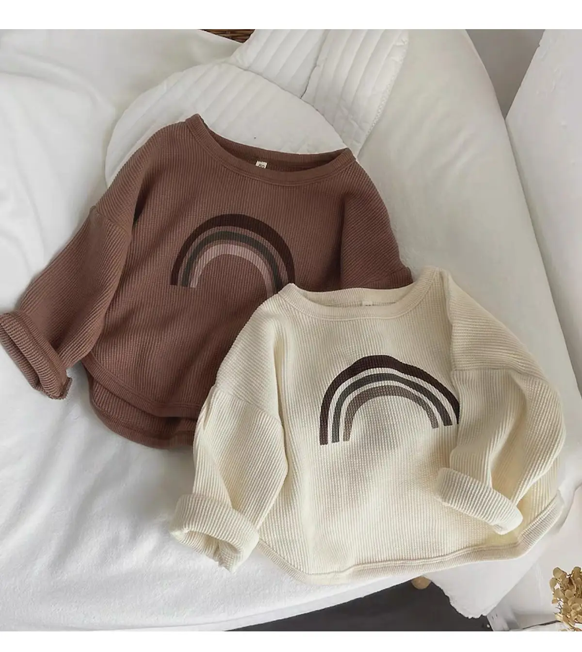 Kids Korean Style T-Shirt Brown White Cap Set — feature 14