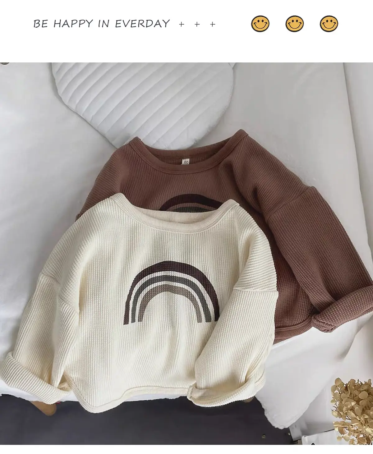 Kids Korean Style T-Shirt Brown White Cap Set — feature 17