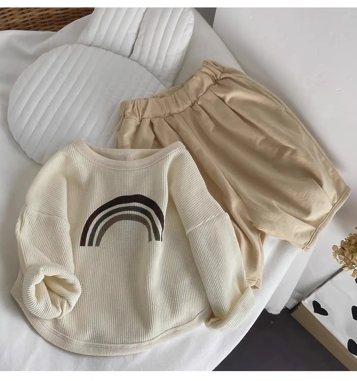 Kids Korean Style T-Shirt Brown White Cap Set — feature 19