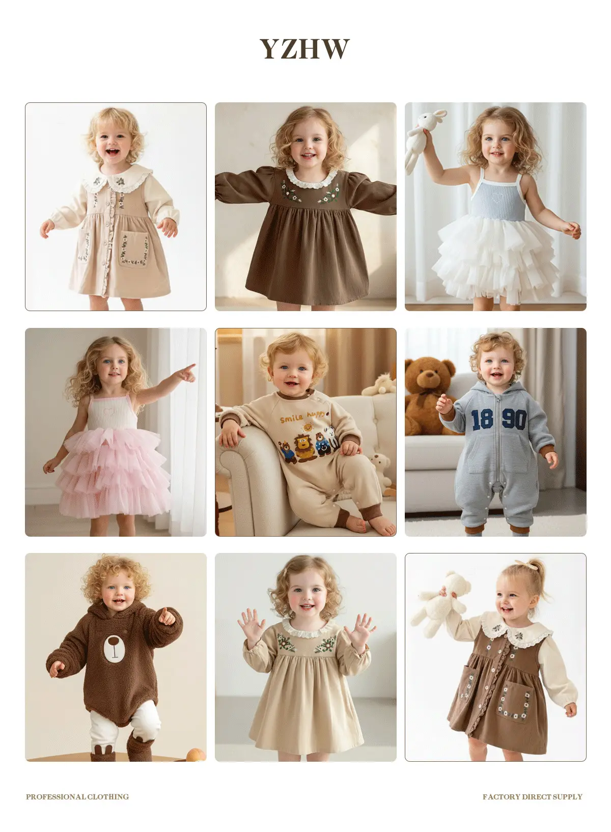 Kids Korean Style T-Shirt Brown White Cap Set — feature 2