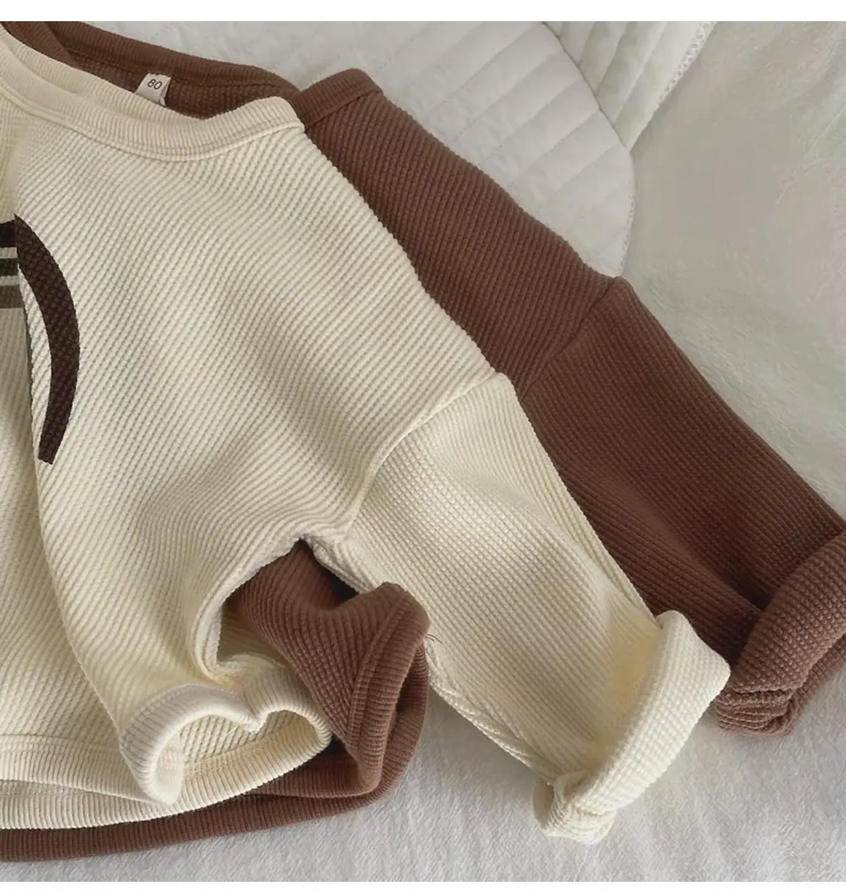 Kids Korean Style T-Shirt Brown White Cap Set — feature 22