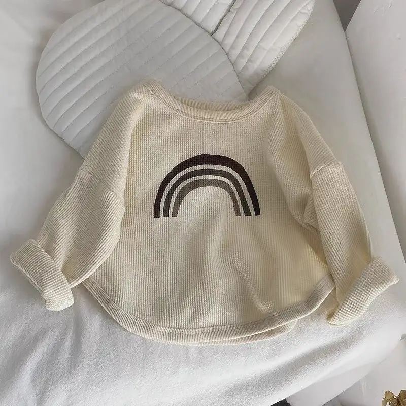 Kids Korean Style T-Shirt Brown White Cap Set - Image 2