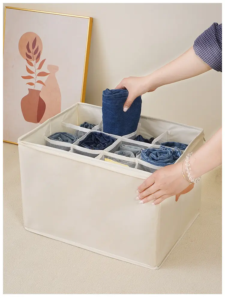 Cross-Border Transparent Storage Shoe Box 12 Compartments Foldableable Storage Box Shoes Pants Wardrobe Dust-Proof Washable Storage Box — feature 17