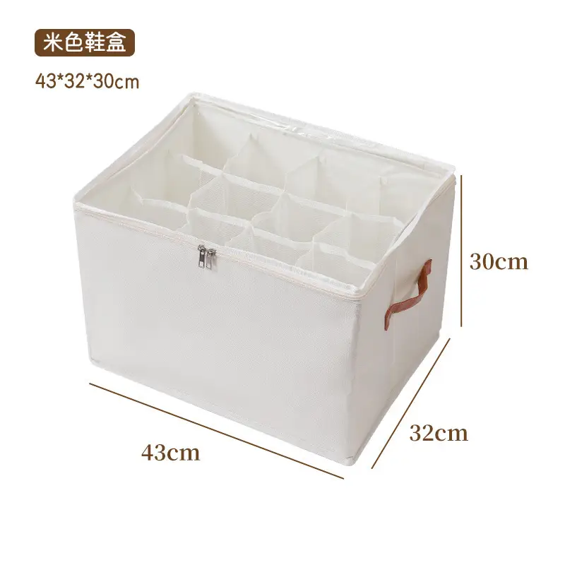Cross-Border Transparent Storage Shoe Box 12 Compartments Foldableable Storage Box Shoes Pants Wardrobe Dust-Proof Washable Storage Box
