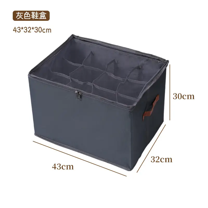 Cross-Border Transparent Storage Shoe Box 12 Compartments Foldableable Storage Box Shoes Pants Wardrobe Dust-Proof Washable Storage Box