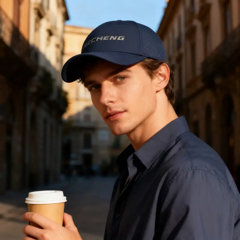 Men Black Offset Letter Duckbill Cap Mesh Sun Hat - Image 12