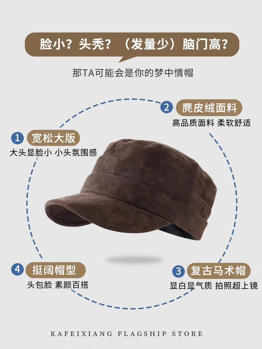 Coffee Colored Equestrian Flat Cap for Women — feature 6
