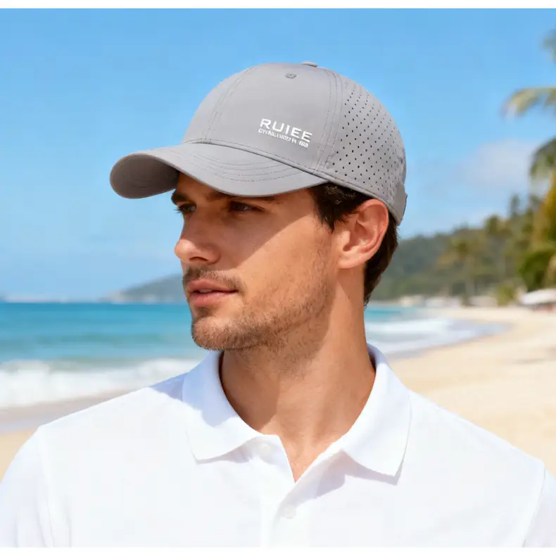 White RUIE Men's Beaded Cap Summer Outdoor — feature 14