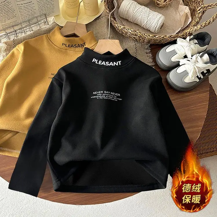 Children's Black Sweatshirt Peach Print Long Sleeve