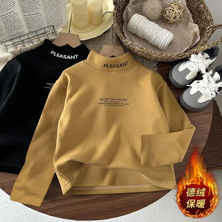 Children's Black Sweatshirt Peach Print Long Sleeve