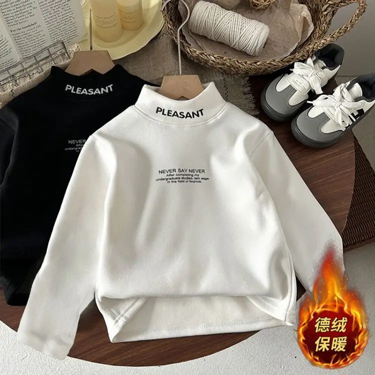 Children's Black Sweatshirt Peach Print Long Sleeve