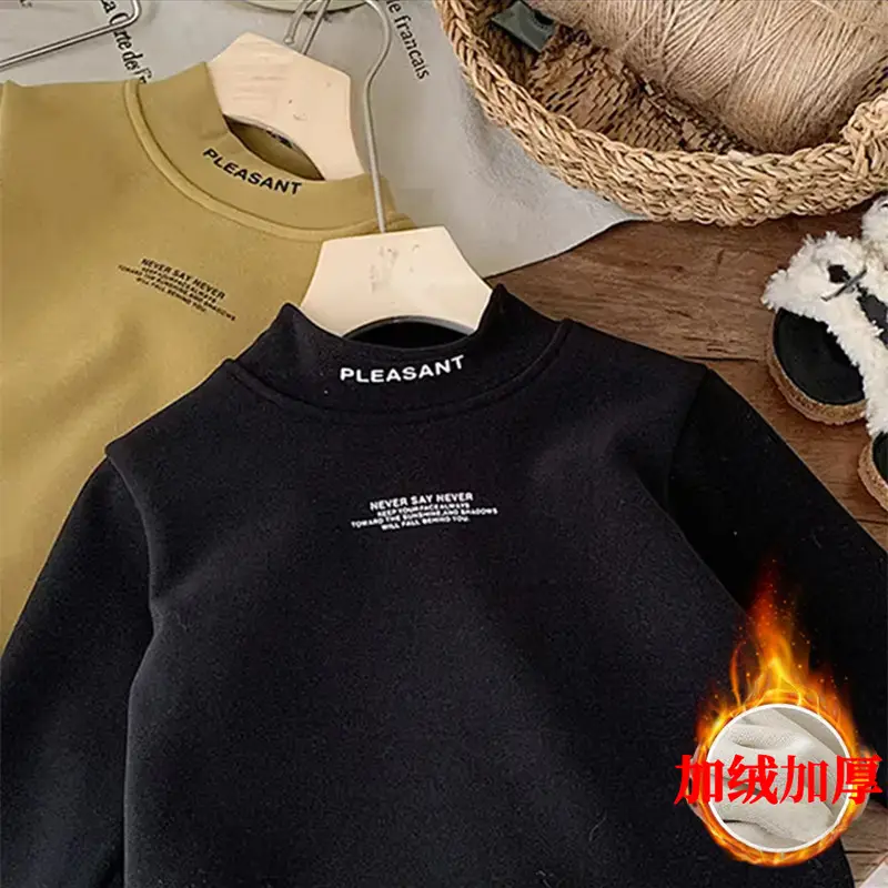 Children's Black Sweatshirt Peach Print Long Sleeve