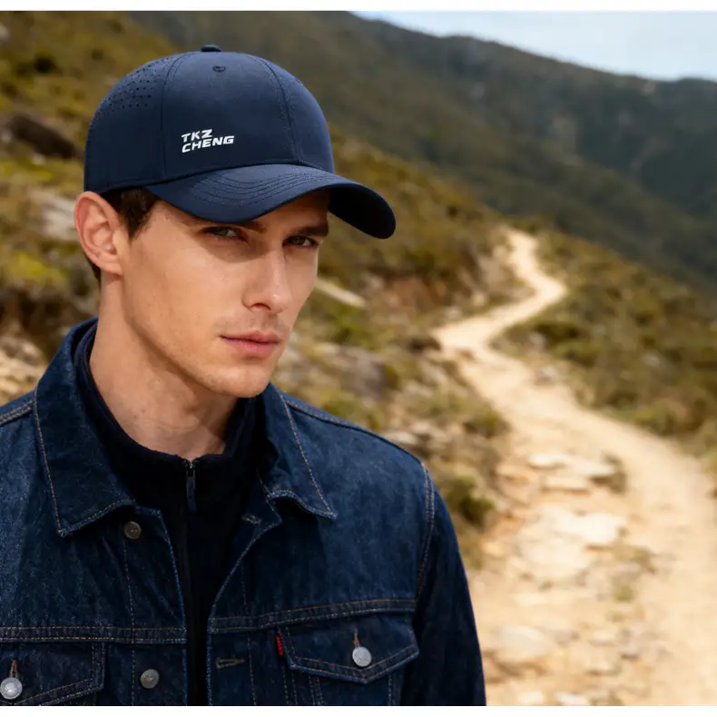 Men's Blue Mesh Baseball Cap with Eiffel Tower Design — feature 16