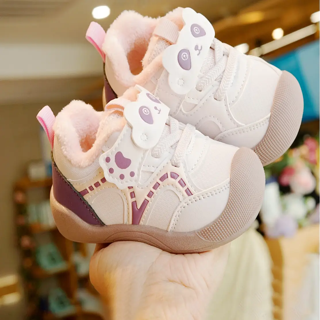 Toddler Winter Fleece Baby Shoes 1-2Yr Anti-Slip Cartoon