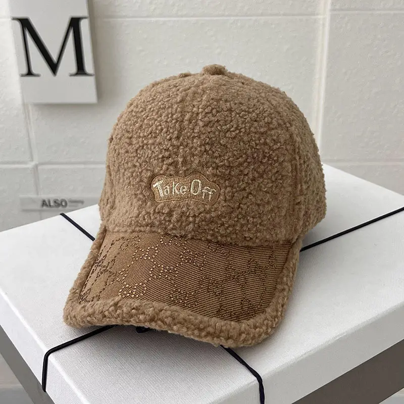 Women's Warm Wool Cap Beige Rhinestone Lettered — feature 11