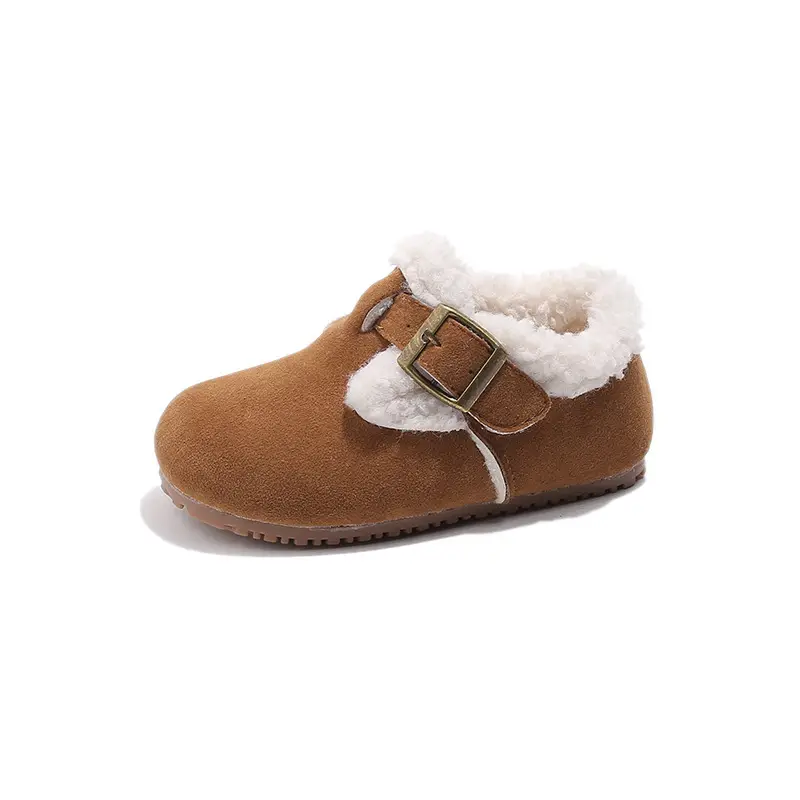 Children's Birkenstock Shoes, Baby Girl's Cotton Shoes, Winter Baby Toddler Shoes, Soft Soles, 1-3 Years Old, Fleece-Lined Warm Men's Furry Shoes