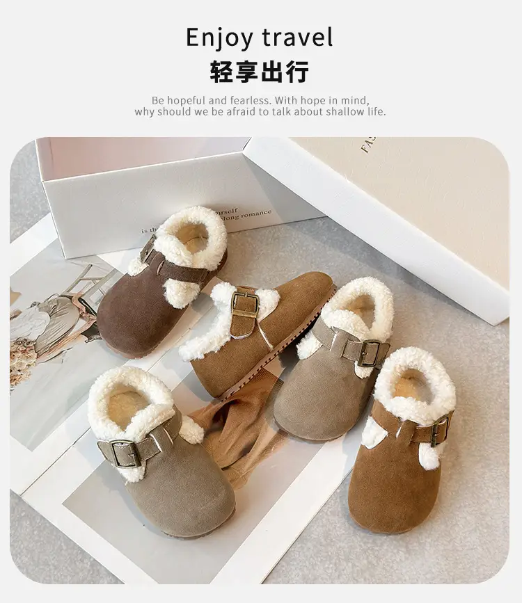 Children's Birkenstock Shoes, Baby Girl's Cotton Shoes, Winter Baby Toddler Shoes, Soft Soles, 1-3 Years Old, Fleece-Lined Warm Men's Furry Shoes — feature 1
