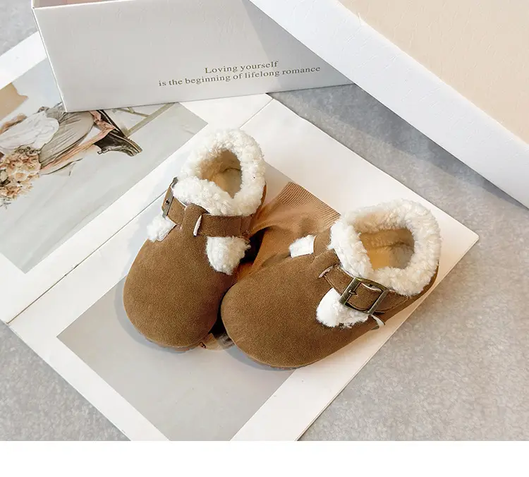 Children's Birkenstock Shoes, Baby Girl's Cotton Shoes, Winter Baby Toddler Shoes, Soft Soles, 1-3 Years Old, Fleece-Lined Warm Men's Furry Shoes — feature 10