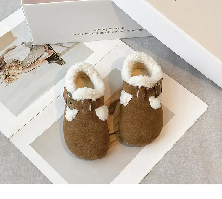 Children's Birkenstock Shoes, Baby Girl's Cotton Shoes, Winter Baby Toddler Shoes, Soft Soles, 1-3 Years Old, Fleece-Lined Warm Men's Furry Shoes — feature 11