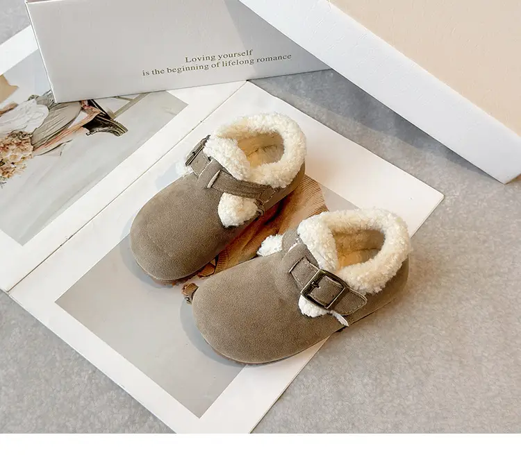Children's Birkenstock Shoes, Baby Girl's Cotton Shoes, Winter Baby Toddler Shoes, Soft Soles, 1-3 Years Old, Fleece-Lined Warm Men's Furry Shoes — feature 12