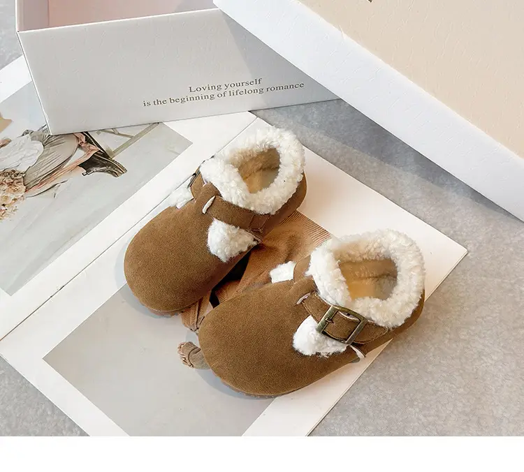 Children's Birkenstock Shoes, Baby Girl's Cotton Shoes, Winter Baby Toddler Shoes, Soft Soles, 1-3 Years Old, Fleece-Lined Warm Men's Furry Shoes — feature 8