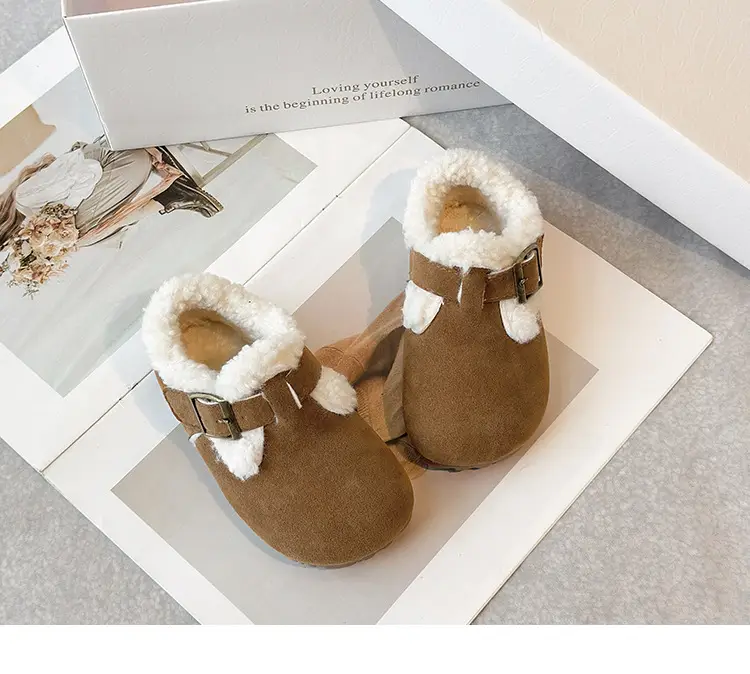 Children's Birkenstock Shoes, Baby Girl's Cotton Shoes, Winter Baby Toddler Shoes, Soft Soles, 1-3 Years Old, Fleece-Lined Warm Men's Furry Shoes — feature 9