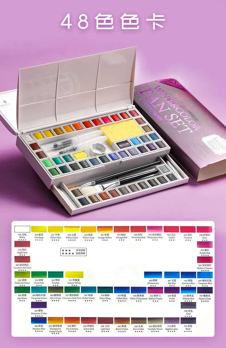 Marley Solid Watercolor Set 48 Colors Watercolor Pigment Solid 36 Colors 24 Colors Washable Block Watercolor Painting Complete Set — feature 16