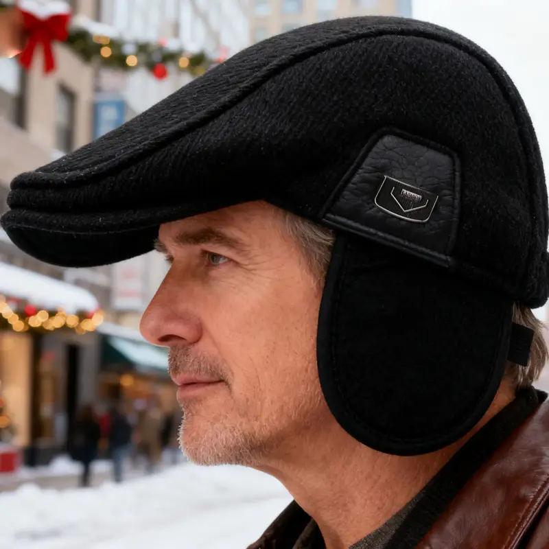 Men Winter Warm Cotton Beret with Ear Protection - Image 4