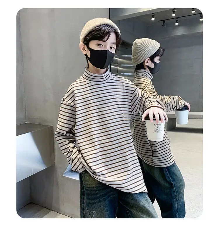Children Striped T-Shirt Autumn Winter Warm Baby Top — feature 12