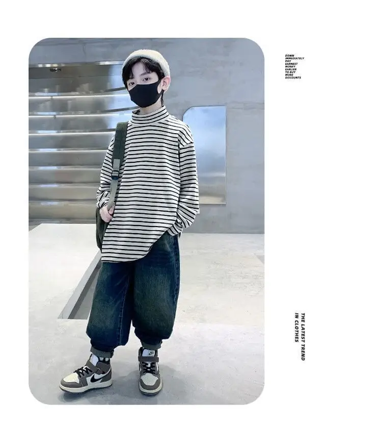 Children Striped T-Shirt Autumn Winter Warm Baby Top — feature 13