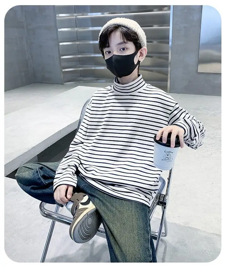 Children Striped T-Shirt Autumn Winter Warm Baby Top — feature 14