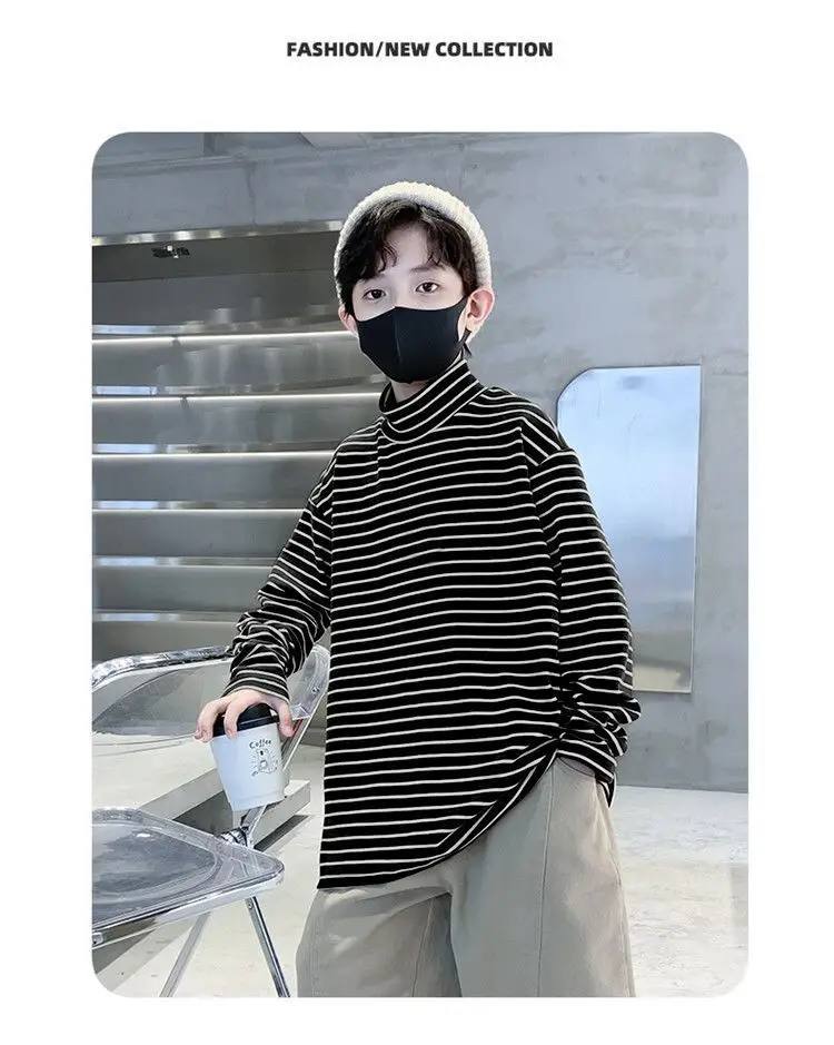 Children Striped T-Shirt Autumn Winter Warm Baby Top — feature 15