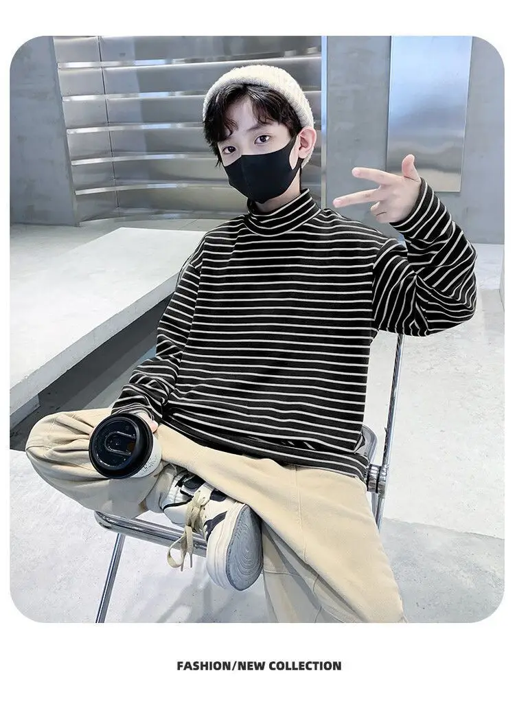 Children Striped T-Shirt Autumn Winter Warm Baby Top — feature 3