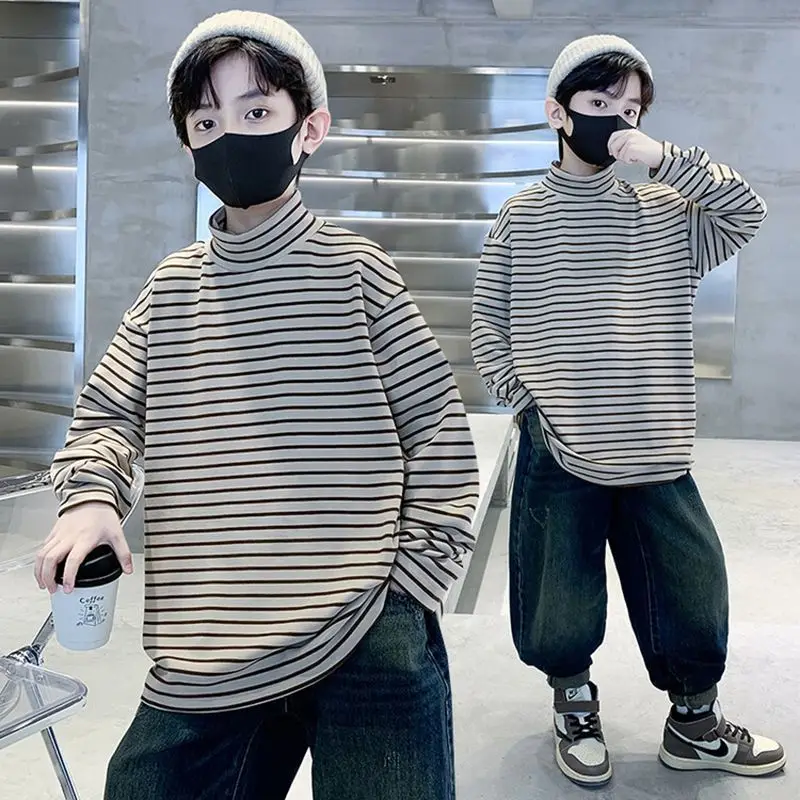 Children Striped T-Shirt Autumn Winter Warm Baby Top - Image 2
