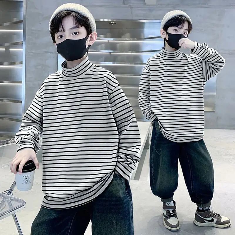 Children Striped T-Shirt Autumn Winter Warm Baby Top - Image 3