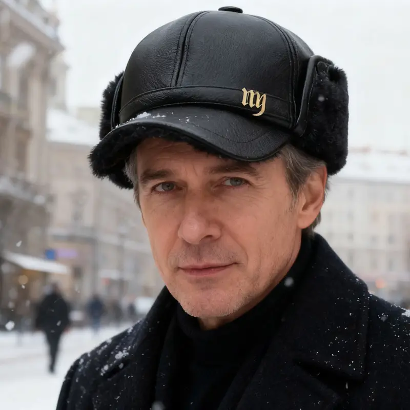 Winter Fleece Lined Leather Hat for Men with Ear Protection Cap