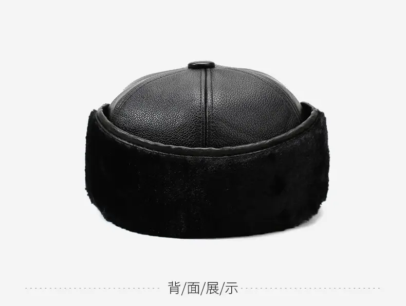 Winter Fleece Lined Leather Hat for Men with Ear Protection Cap — feature 10