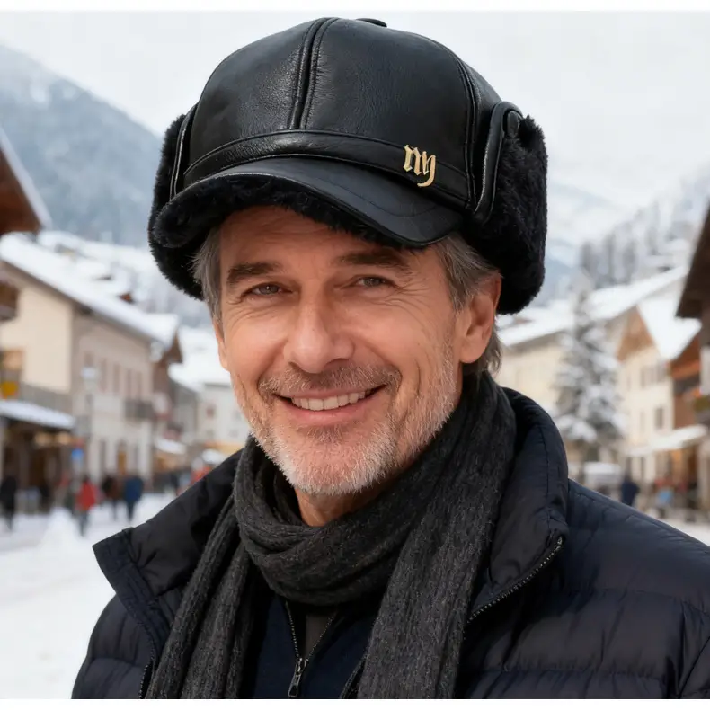 Winter Fleece Lined Leather Hat for Men with Ear Protection Cap — feature 15