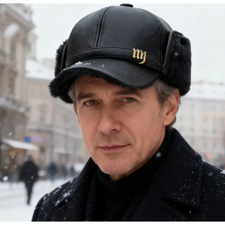 Winter Fleece Lined Leather Hat for Men with Ear Protection Cap — feature 16