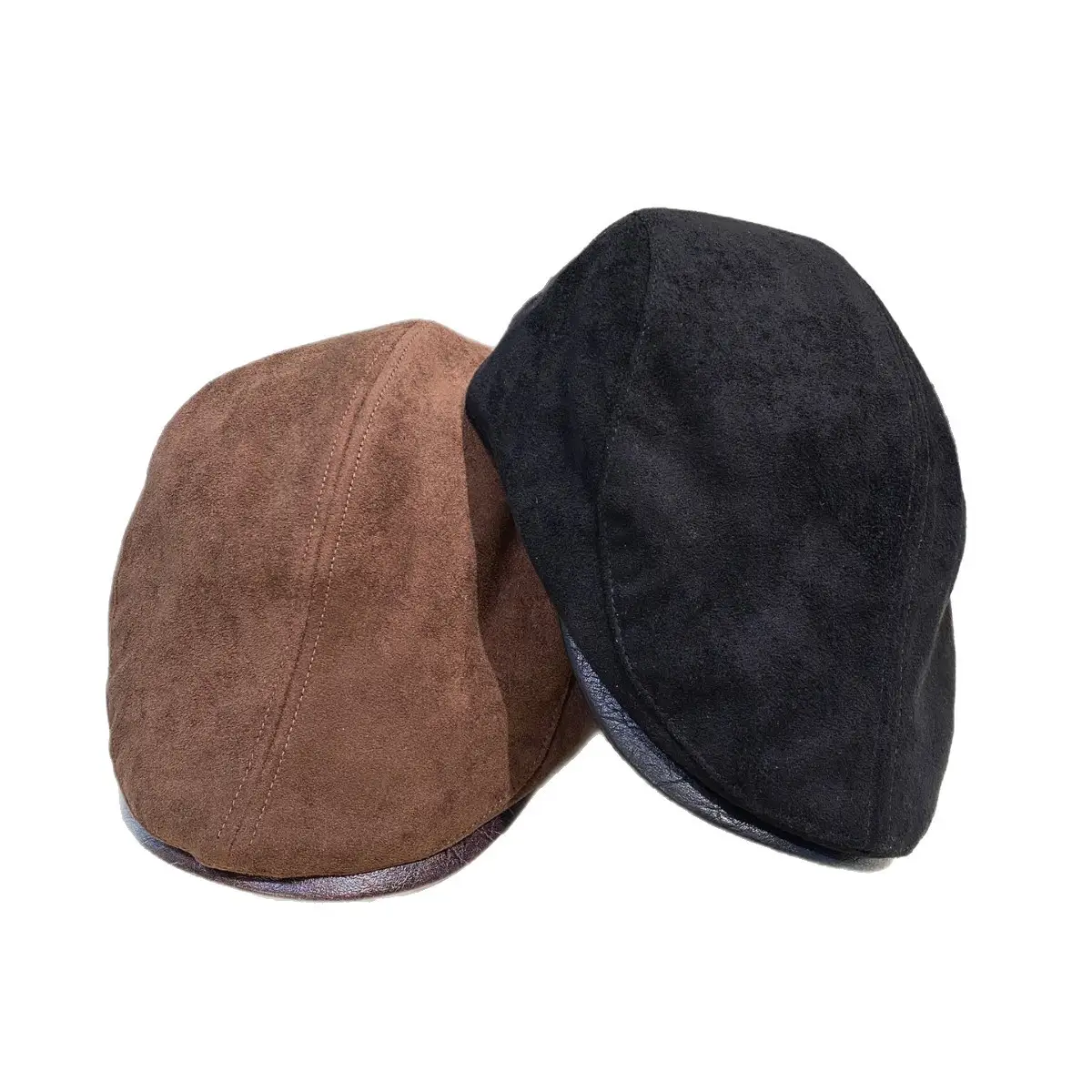 Japanese Suede Duckbill Cap Women Winter Autumn Brown White