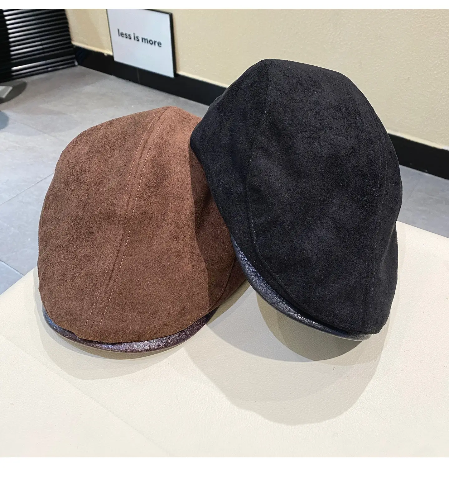 Japanese Suede Duckbill Cap Women Winter Autumn Brown White — feature 1