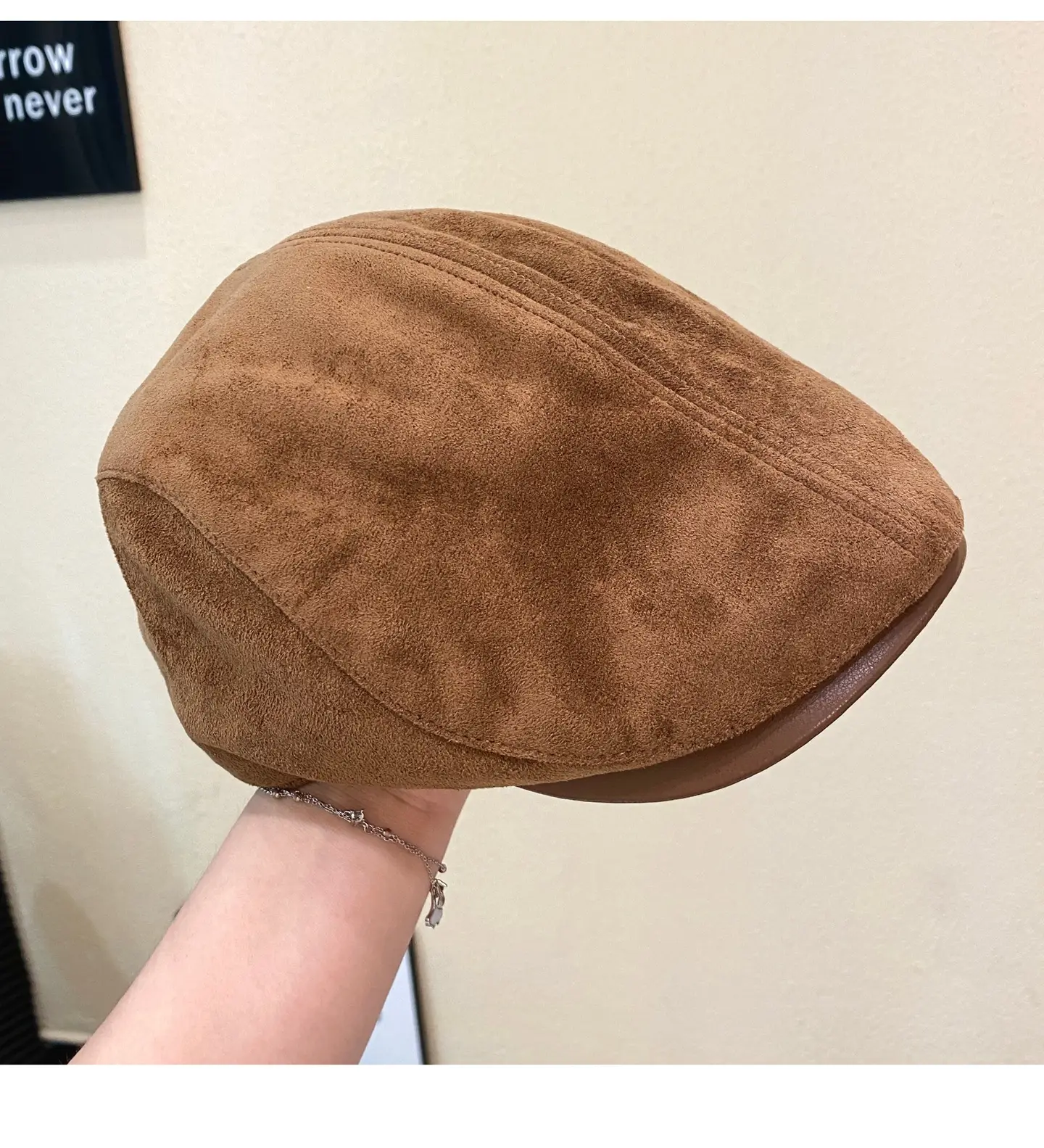 Japanese Suede Duckbill Cap Women Winter Autumn Brown White — feature 4